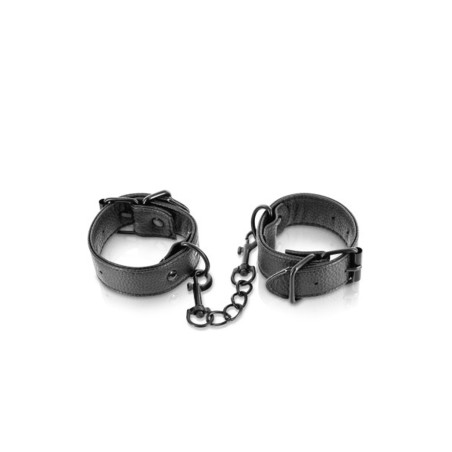 Menottes simili cuir noir ajustables Fetish Tentation