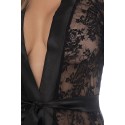 Peignoir dentelle florale noire