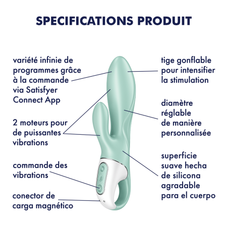 Vibromasseur rabbit gonflant connecté, USB - Air Pump Bunny 5 - Satisfyer