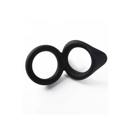 Double cockring noir en silicone