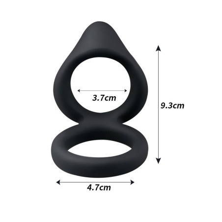 Double cockring noir en silicone