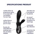 Vibromasseur rabbit noir USB, chauffant et connecté Heat Climax  Satisfyer