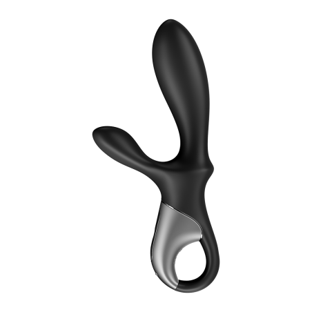 Vibromasseur rabbit noir USB, chauffant et connecté Heat Climax  Satisfyer