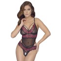 Body string en dentelle florale bicolore et résille