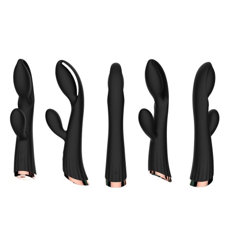 Vibromasseur noir avec stimulateur de clitoris LRIS USB