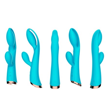 Vibromasseur bleu avec stimulateur de clitoris LRIS USB