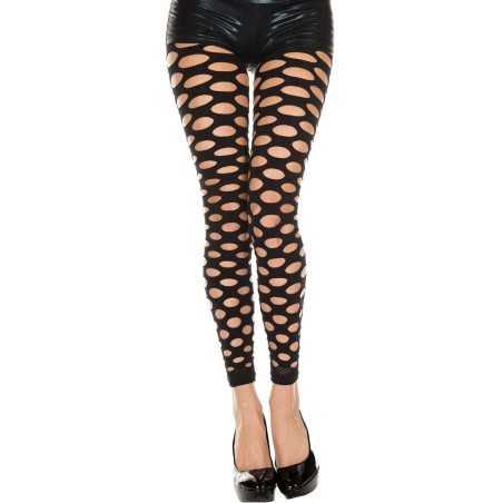 Legging fantaisie noir à trous