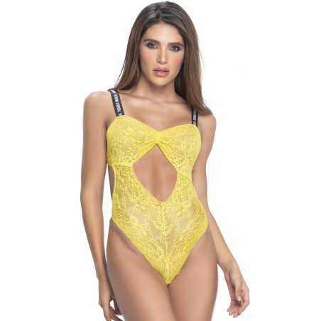 Body string en dentelle florale jaune