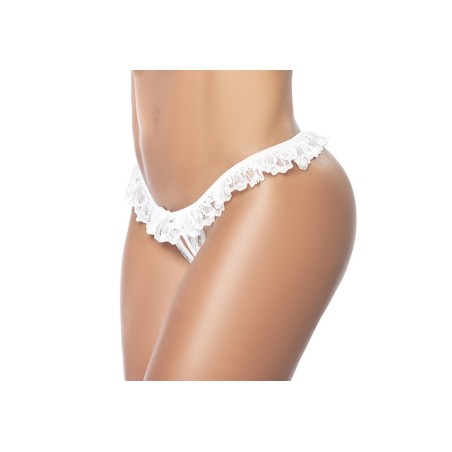 Culotte ouverte blanche avec froufrou en dentelle