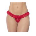 Culotte ouverte rouge avec froufrou en dentelle