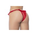 Culotte ouverte rouge avec froufrou en dentelle