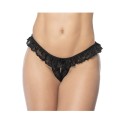 Culotte ouverte noire avec froufrou en dentelle