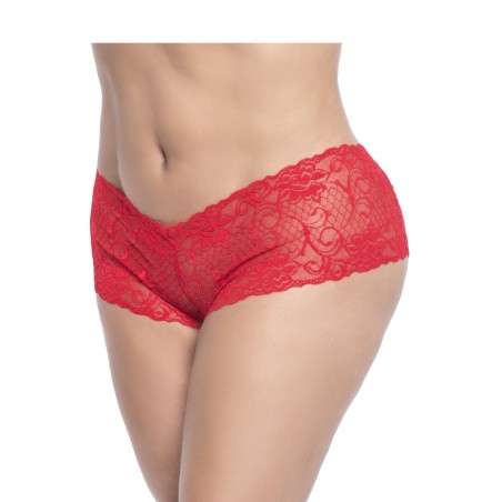 Shorty en dentelle rouge grande taille