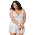 Nuisette en dentelle extensible blanche grande taille