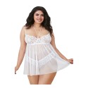 Nuisette en dentelle extensible blanche grande taille