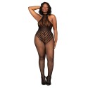 Bodystocking en résille noir grande taille