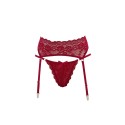 Porte-jarretelles en dentelle rouge avec string