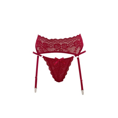 Porte-jarretelles en dentelle rouge avec string