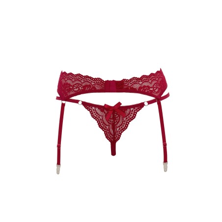 Porte-jarretelles en dentelle rouge avec string