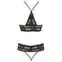 Ensemble en dentelle noire et string ouvert