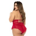 Body rouge grande taille style babydoll et string