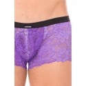 Mini-Pant violet en dentelle et simili cuir