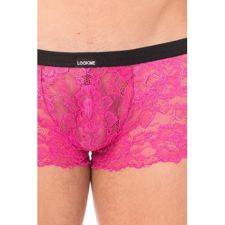 Mini-Pant magenta en dentelle et simili cuir