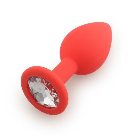 Plug anal rouge large avec bijou strass