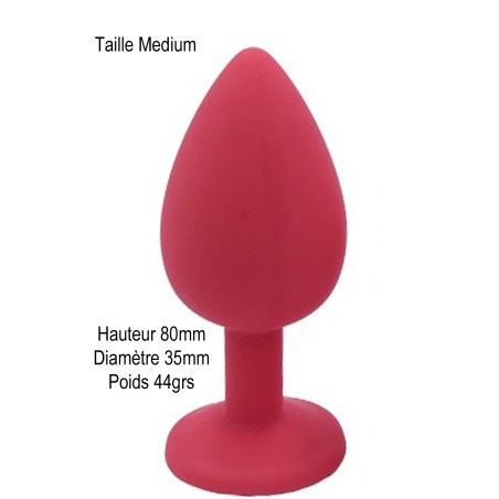 Plug anal rouge médium avec bijou strass