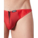 Slip brief rouge sexy transparent et similicuir