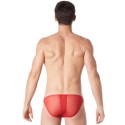 Slip brief rouge sexy transparent et similicuir