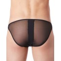 Slip brief noir sexy transparent et similicuir