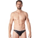 Slip brief noir sexy transparent et similicuir