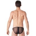 Slip brief noir sexy transparent et similicuir