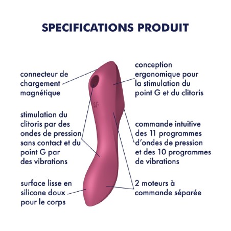 Satisfyer 2 en 1 Stimulateur de clitoris et vibromasseur Curvy Trinity 3 rouge Satisfyer