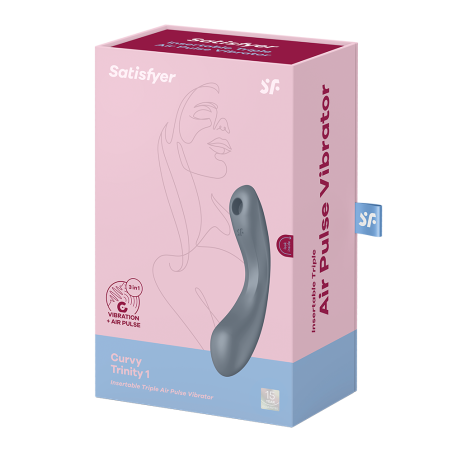 2 en 1 Stimulateur clitoridien air pulsé et vibromasseur point G Curvy Trinity 1 Gris Satisfyer - CC597819