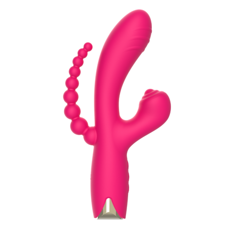 Vibromasseur triple stimulation USB rose Snappy Bunny - WS-NV062CPNK