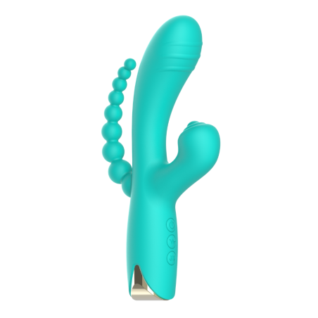 Vibromasseur triple stimulation USB turquoise Snappy Bunny - WS-NV062CTUR