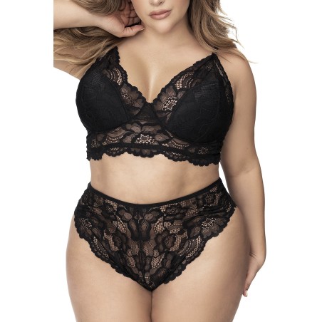 Lingerie grande taille, soutien-gorge et culotte en fibres recyclées - MAL8796XBLK