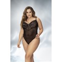 Body, grande taille, noir en dentelle et résille noire - MAL8795XBLK