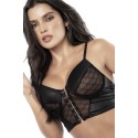 Bustier résille et Weet look noir et culotte - MAL8778BLK