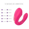 Vibromasseur de couple rose, USB avec 2 moteurs pour stimulation Point G et clitoridienne avec télécommande - TOD-062PNK