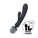 2 en 1 Vibromasseur rabbit et wand noir USB Triple Lover Satisfyer - CC597825