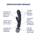 2 en 1 Vibromasseur rabbit et wand noir USB Triple Lover Satisfyer - CC597825