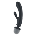 2 en 1 Vibromasseur rabbit et wand noir USB Triple Lover Satisfyer - CC597825