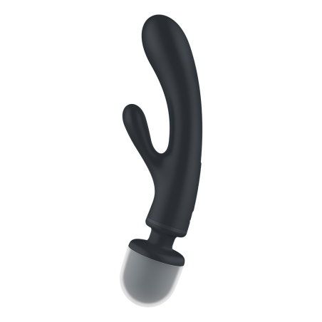 2 en 1 Vibromasseur rabbit et wand noir USB Triple Lover Satisfyer - CC597825