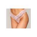 String avec broderie florale rose avec taille en forme de « V » - DG1495ROS