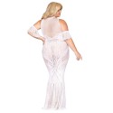 Robe bodystocking, grande taille, en résille t dentelle blanche - DG0490XWHT