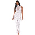 Robe bodystocking en résille et dentelle blanche - DG0490WHT