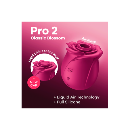 Stimulateur de clitoris rose par ondes de pression ou sans contact Pro 2 Classic Blossom Satisfyer - CC597840